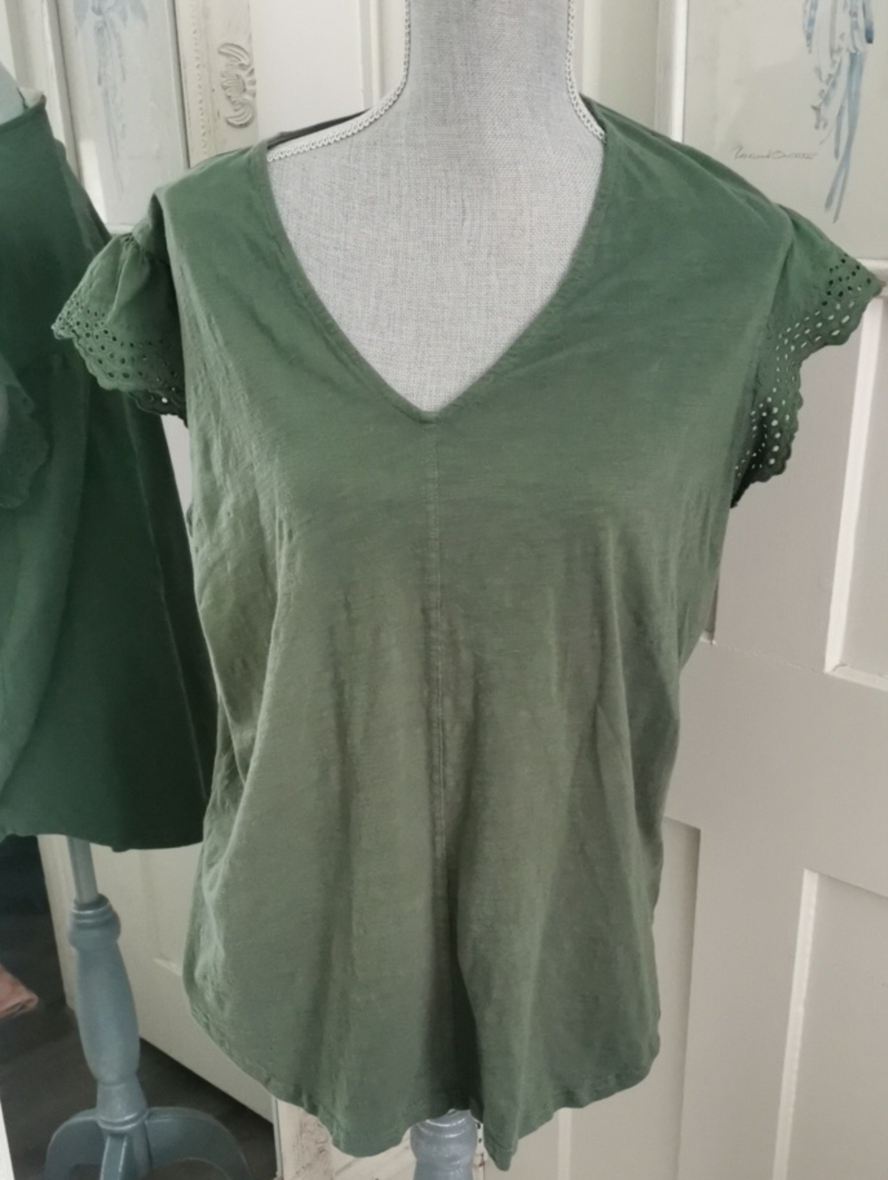 Womens Weekend Suzanne Betro Babydoll Green Eyelet Top. Size 2XL